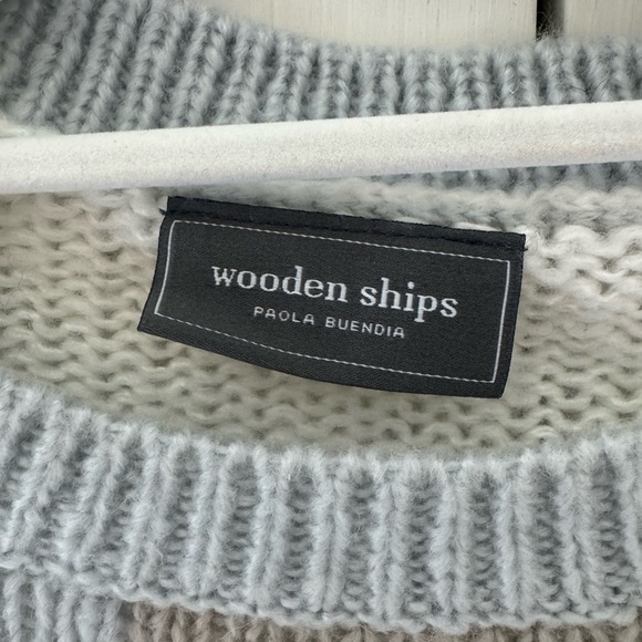 Wooden Ships Women’s Colorblock Sweater in Blue, White, and Grey Camo s/m - Picture 2 of 7